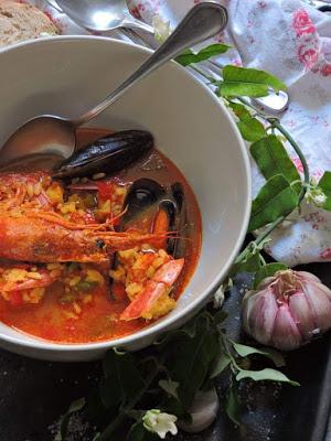 Arroz caldoso con gambones