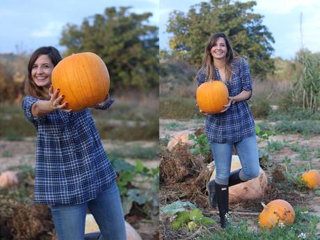 campo calabazas de Halloween Huesca - blog de moda - outfit campestre con botas hunter