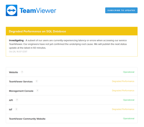 Servicio de TeamViewer caido o con problemas
