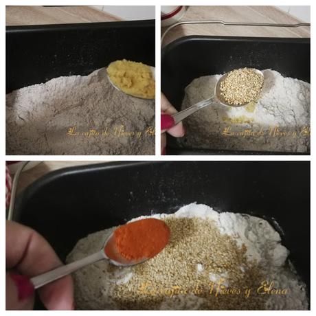 Pan con espelta, mostaza, pimentón y pipas de calabaza