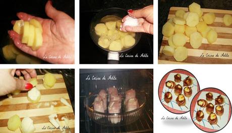 Tapa de patatas, queso y beicon