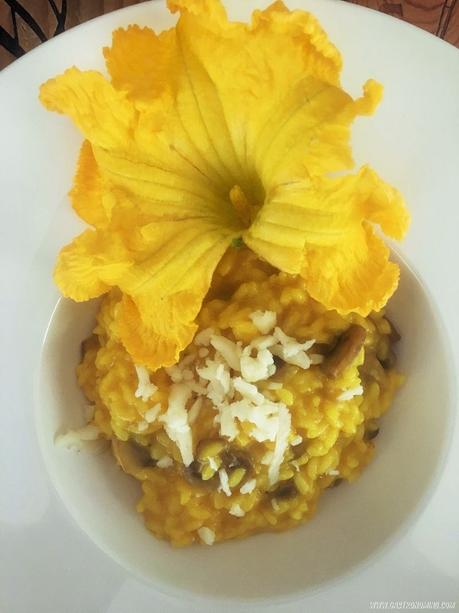 Risotto de calabaza, champiñones y azafrán