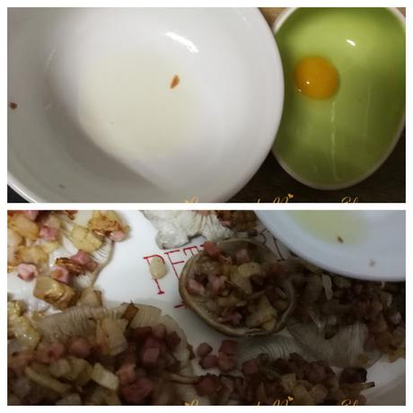 Shitakes rellenas con huevos de codorniz