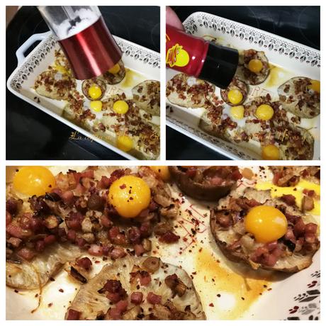 Shitakes rellenas con huevos de codorniz