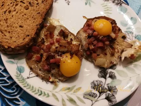 Shitakes rellenas con huevos de codorniz
