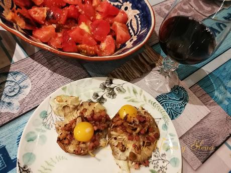 Shitakes rellenas con huevos de codorniz