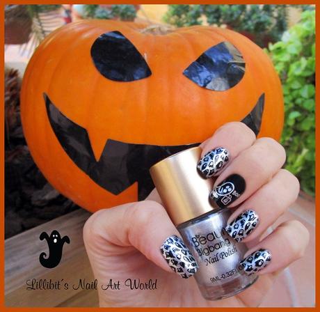 Fantasmas plateados con el esmalte especial para estampar 008 de Beauty Big Bang