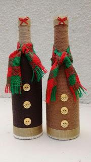 Aprende cómo decorar botellas navideñas con cuerda de henequén