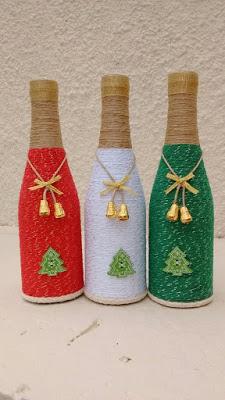 Aprende cómo decorar botellas navideñas con cuerda de henequén