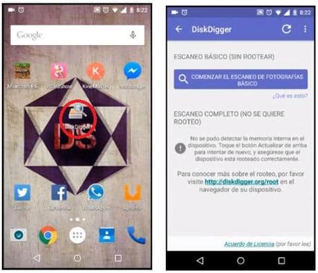 DiskDigger recupera imágenes en android