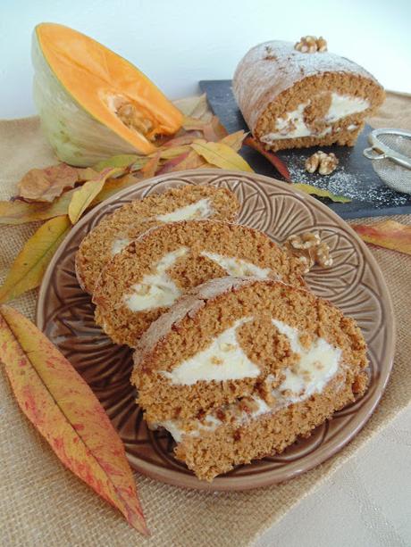 Roll de calabaza y mascarpone con nueces