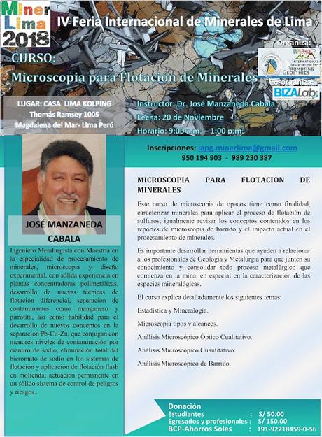 CURSO: MICROSCOPIA PARA FLOTACION DE MINERALES  . Por José Manzaneda Cabala - 20NOV.