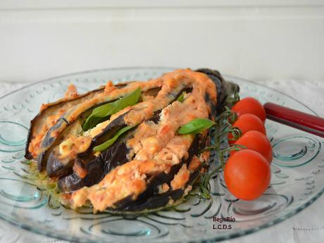 Abanicos de berenjena al horno