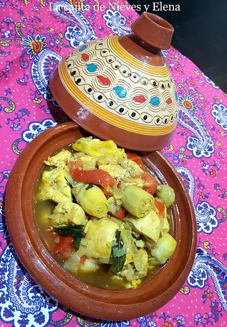 Tajine de pollo con alcachofas de Joël Robuchon