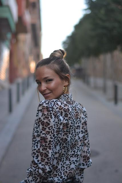 ANIMAL PRINT SHEER BLOUSE