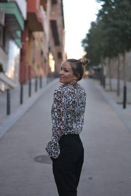 ANIMAL PRINT SHEER BLOUSE