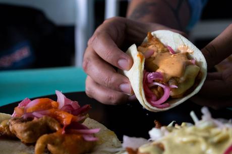 Tacos de mariscos en Tampico