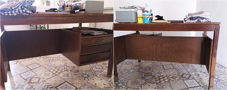 El escritorio azul celeste y tips para una pátina aguada