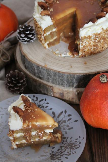 Tarta de calabaza, mascarpone y caramelo salado