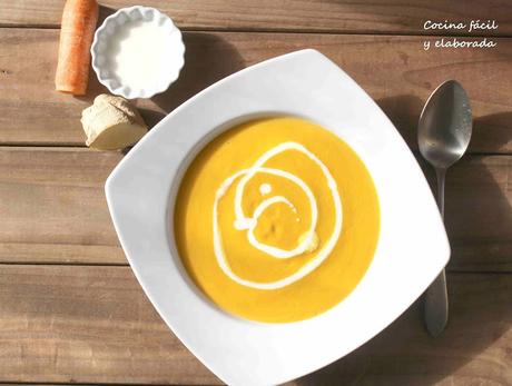 CREMA DE ZANAHORIA, JENGIBRE Y LECHE DE COCO CREMA DE ZANAHORIA, JENGIBRE Y LECHE DE COCO