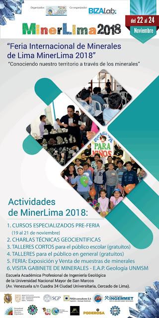 ACTIVIDADES DE LA FERIA DE MINERALES DE LIMA: MINERLIMA 2018 - ! LOS ESPERAMOS !