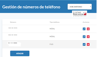 Teléfonos Lista Robinson