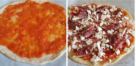 Pizza de jamón, queso de cabra y higos