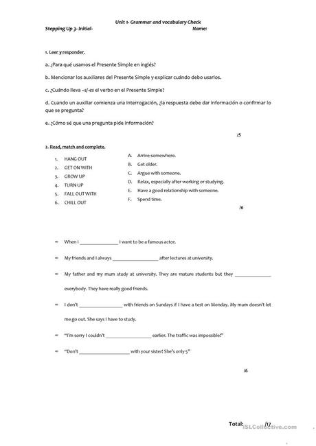 Essment Worksheet