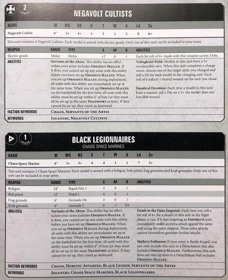 Perfiles, costes y reglas para W40K de las miniaturas de Blackstone Fortress