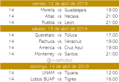 Calendario del clausura 2019 del futbol mexicano