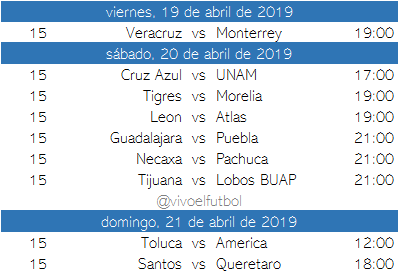 Calendario del clausura 2019 del futbol mexicano