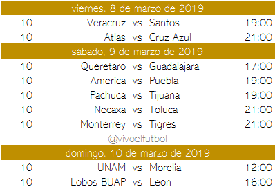 Calendario del clausura 2019 del futbol mexicano