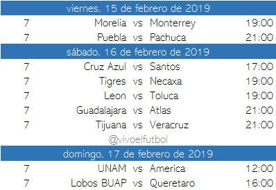 Calendario del clausura 2019 del futbol mexicano