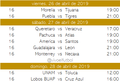 Calendario del clausura 2019 del futbol mexicano