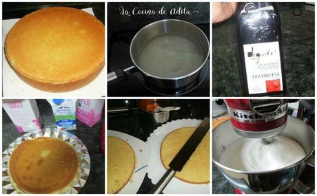 Tarta borracha con licor de frambuesas Tarta borracha con licor de frambuesas