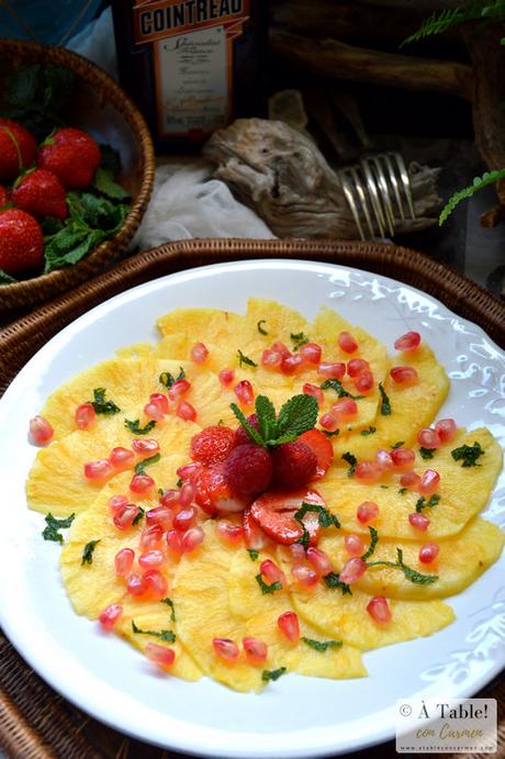 Carpaccio de Piña y Granada Mollar