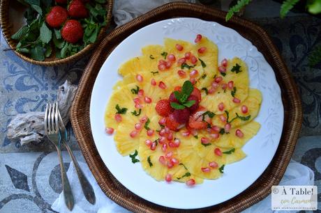 Carpaccio de Piña y Granada Mollar