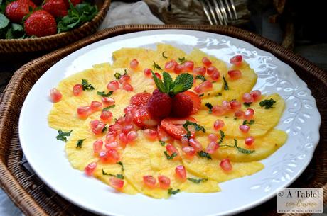 Carpaccio de Piña y Granada Mollar