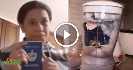 Cubana se viraliza en las redes luego de romper su pasaporte, comérselo y hacer un batido con lo que queda