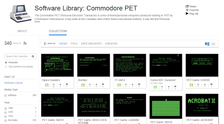 The Internet Archive preserva la librería de la Commodore PET.