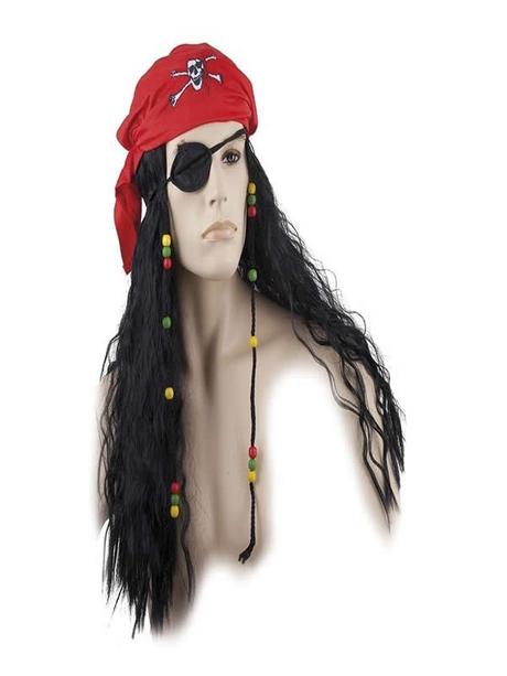 peluca pirata con paÃ±uelo y parche