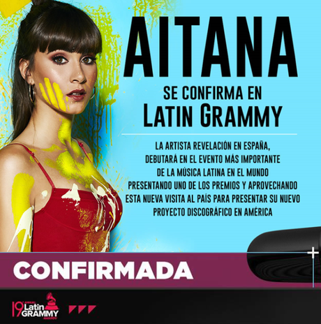 Aitana estará en Latin Grammy 2018