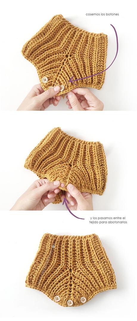 Cómo hacer un Culotte de Punto Brioche o punto inglés para bebé - Patrón y Tutorial -