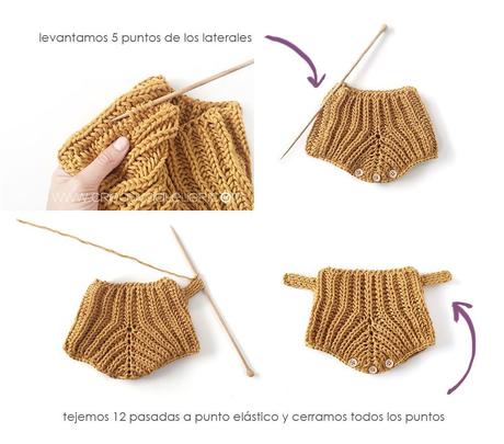 Cómo hacer un Culotte de Punto Brioche o punto inglés para bebé - Patrón y Tutorial -