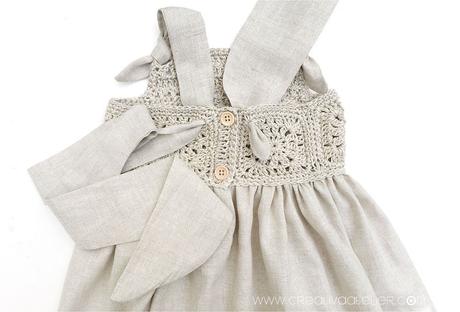 Cómo hacer un vestido de granny squeres de bebé combinado con tela DIY - Tutorial y Patrón