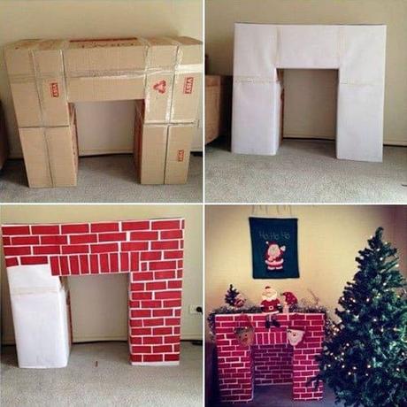 Hacer una chimenea de cartón para navidad