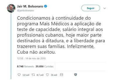 Bolsonaro mintió sobre médicos cubanos [+ video]