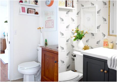 Antes y después de un aseo con papel pintado