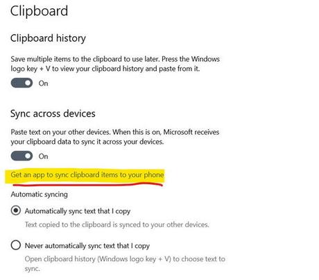 Cloud Clipboard de Windows 10