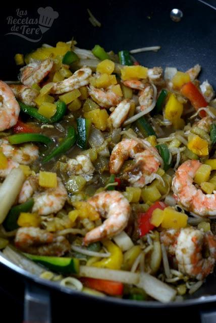 Langostinos con agridulce de Kaki Persimón® DOP Ribera del Xúquer